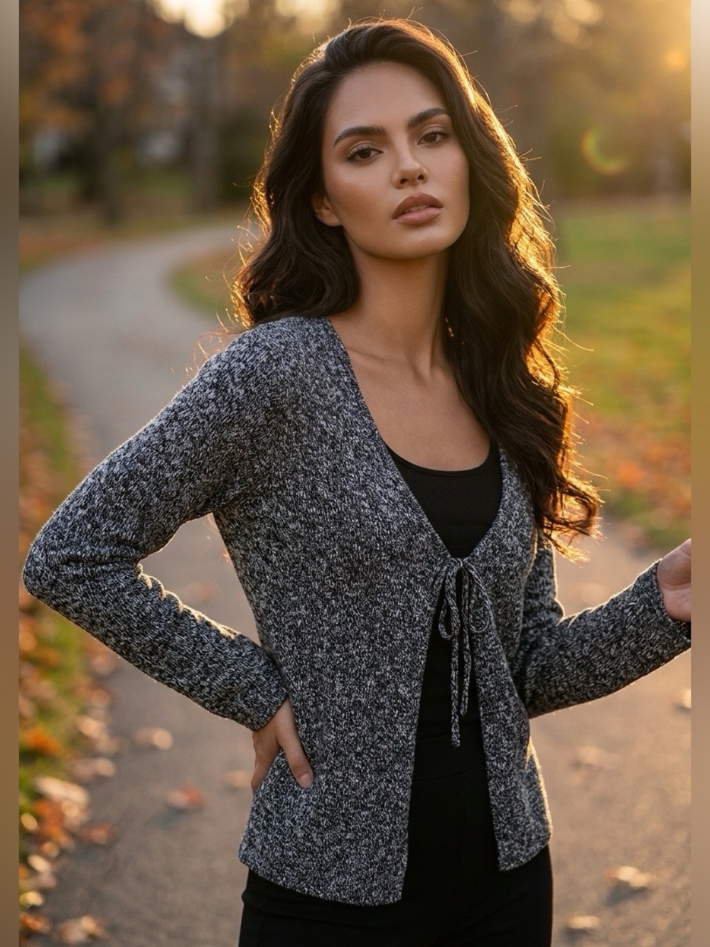 GNW Y2K Vintage Retro Chic Coquette Whimsygoth Tie Front Cardigan Womens Medium